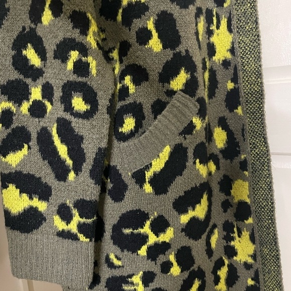 Cozy Casual Cheetah Print Duster Cardigan Sweater w/ Hood,  Grn/Blk, Sz 2X-3X - Picture 9 of 12